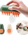 Steamy Cat Brush Cat Dog Grooming Comb Electric Self Cleaning Steam Cat Brush For Massage Avocado Shape Pet Spray Cat Grooming