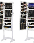 Standing Jewelry Cabinet with Mirror and LED lighting - Lockable - Jewelry storage cabinet with large mirror
