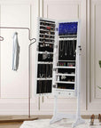 Standing Jewelry Cabinet with Mirror and LED lighting - Lockable - Jewelry storage cabinet with large mirror