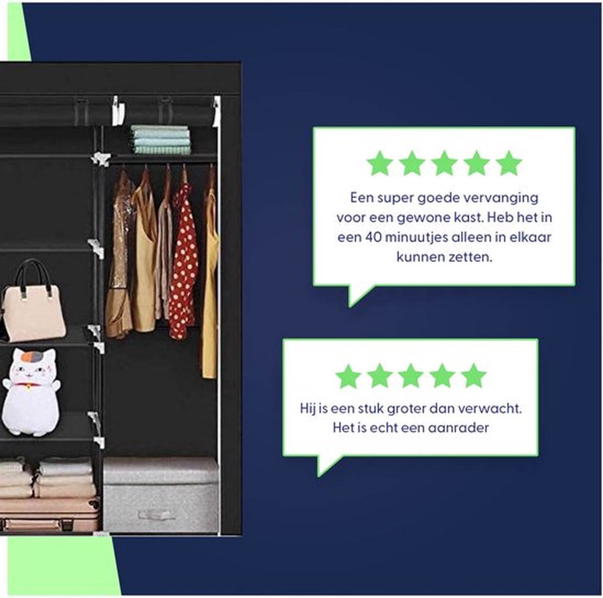 Faltbarer Kleiderschrank Schwarz