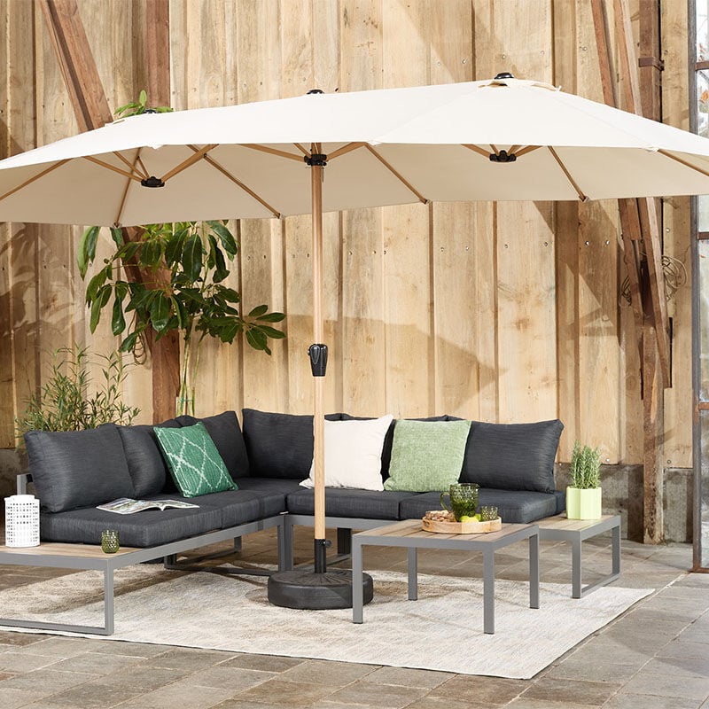 909 Outdoor Double Parasol Wood Look 
