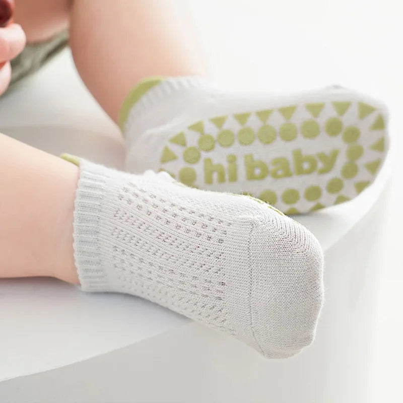 6 Paar rutschfeste Baumwoll-Bodensocken für Babys, Jungen und Mädchen, Sommer, für Kleinkinder, Kinder, Indoor-Aktivitäten, Laufen lernen