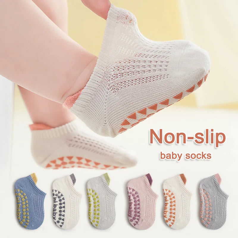 6 Paar rutschfeste Baumwoll-Bodensocken für Babys, Jungen und Mädchen, Sommer, für Kleinkinder, Kinder, Indoor-Aktivitäten, Laufen lernen
