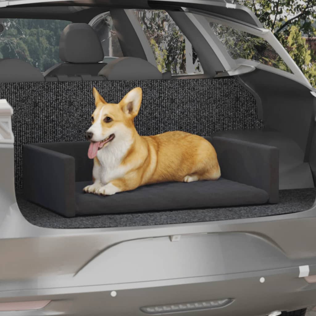 Car dog basket linen look 70×45 cm black
