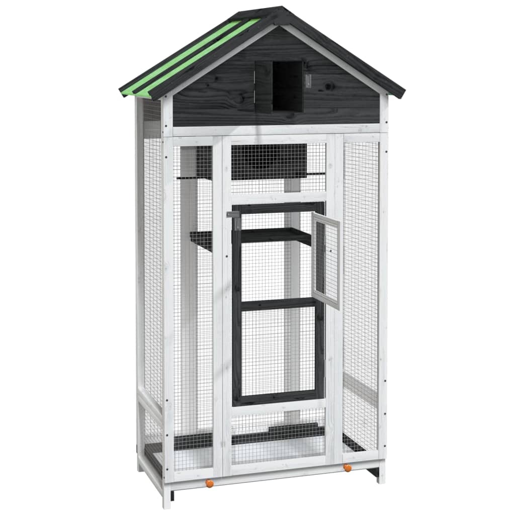 Aviary 91.5x53x170 cm solid pine wood gray