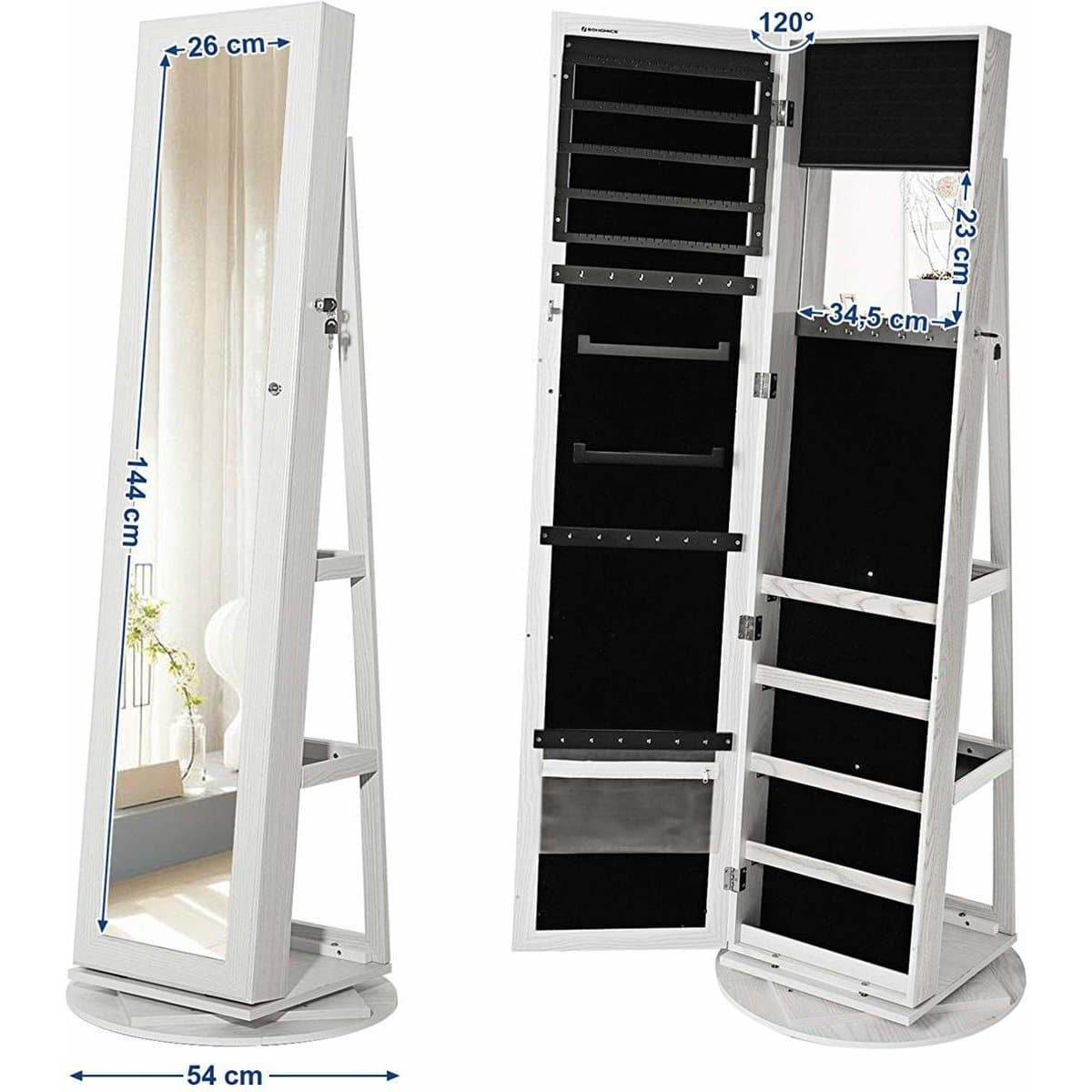 Jewelry cabinet with mirror