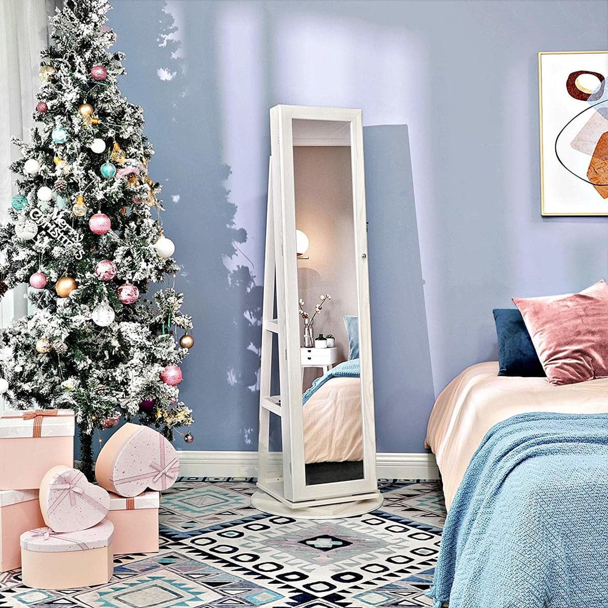 Jewelry cabinet with mirror