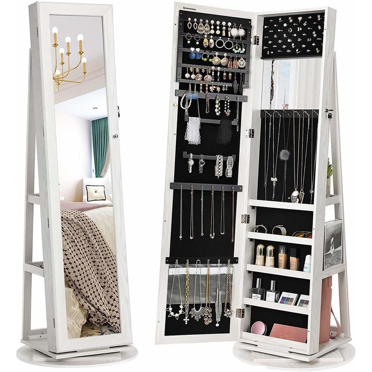 Jewelry cabinet with mirror