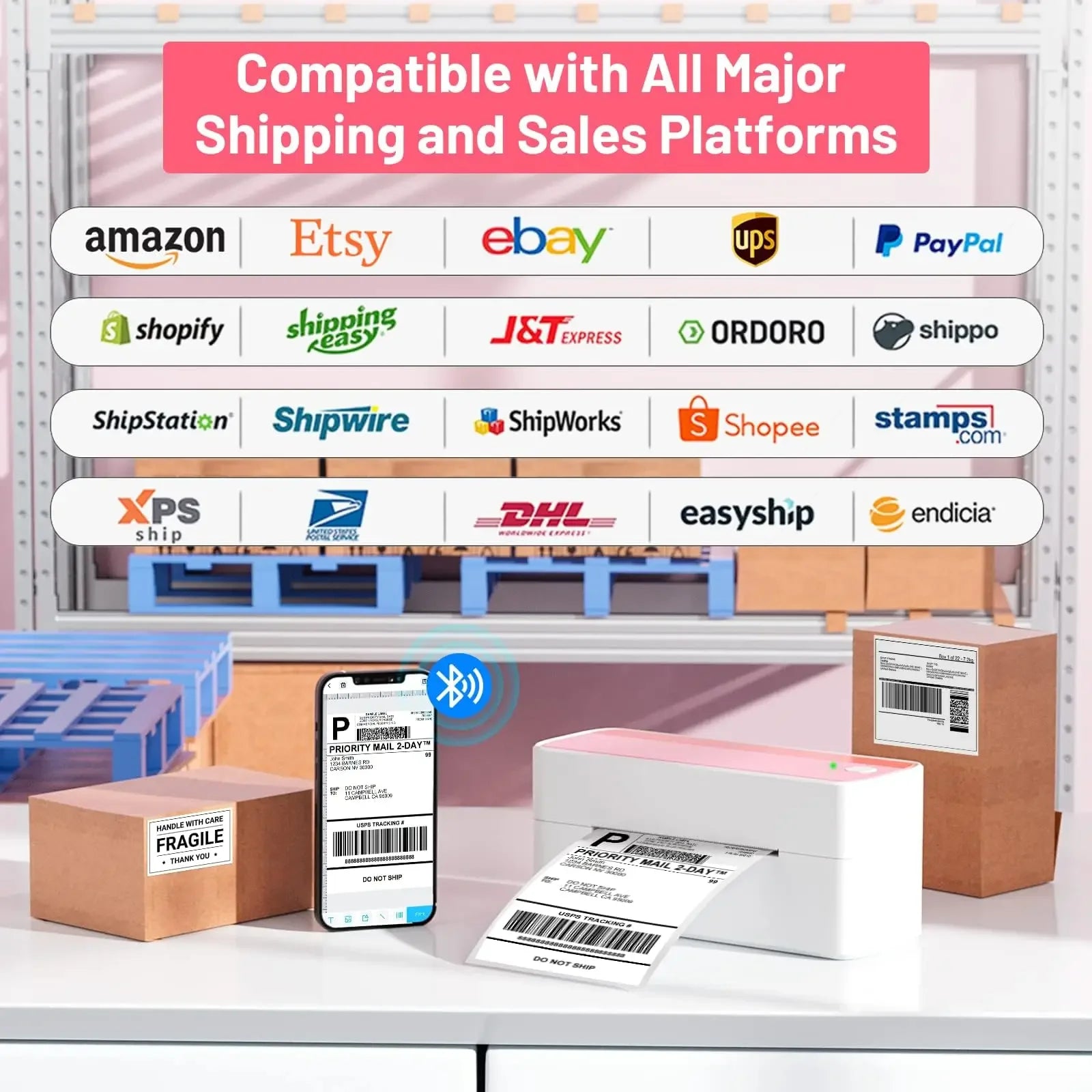 Phomemo 241 Bluetooth-Thermo-Etikettendrucker, kabellos, kleiner Versandetikettendrucker, 4 x 6, kompatibel mit iPhone, Android, Mac-Fenster 