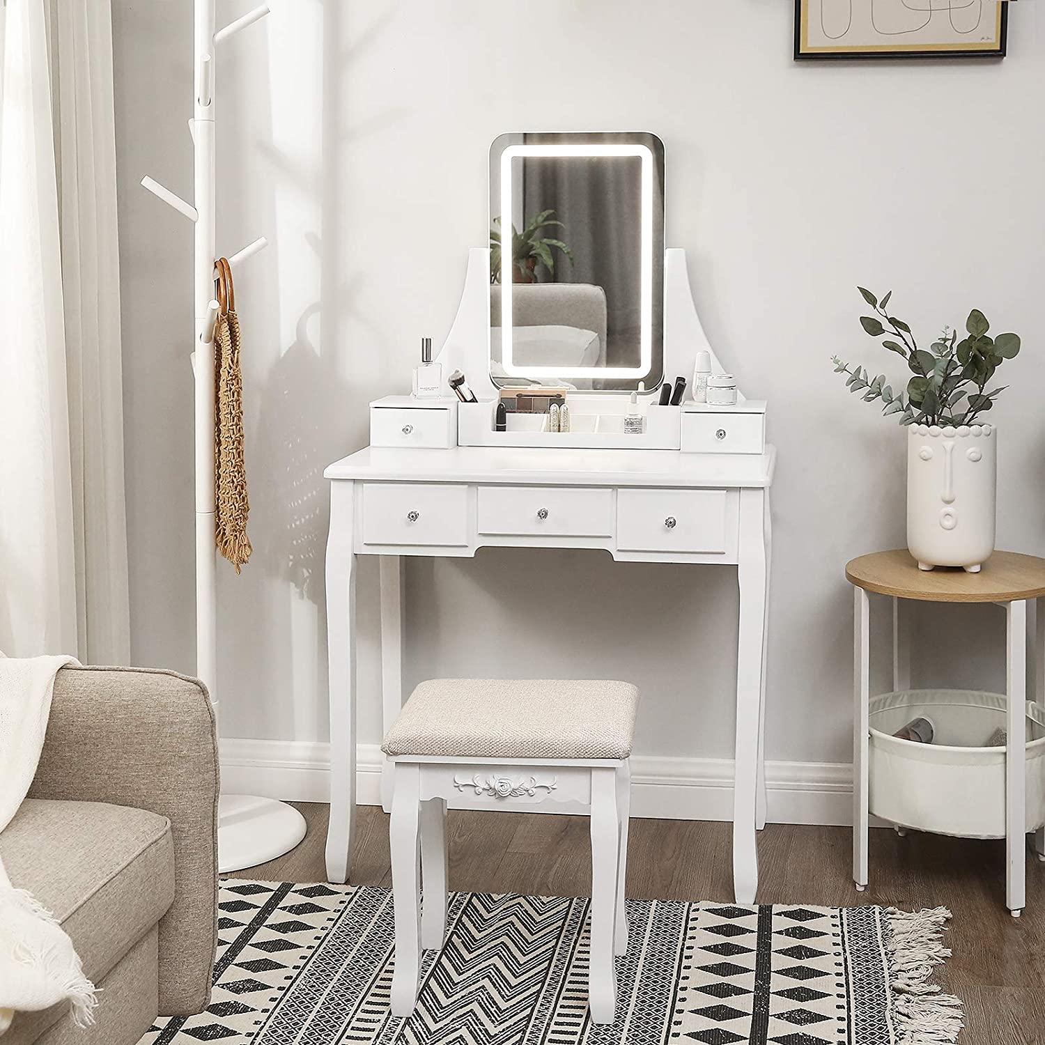 Dressing table with LED lighting