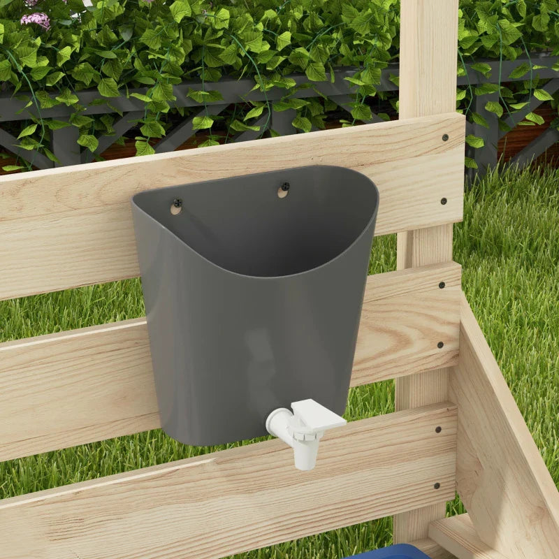 Sandbox with roof and kitchen